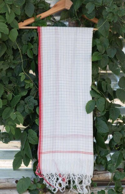 Handwoven white cotton scarf