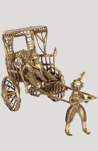 Kolkata's famous handpulled Rickshaw (Static Dokra Showpiece)