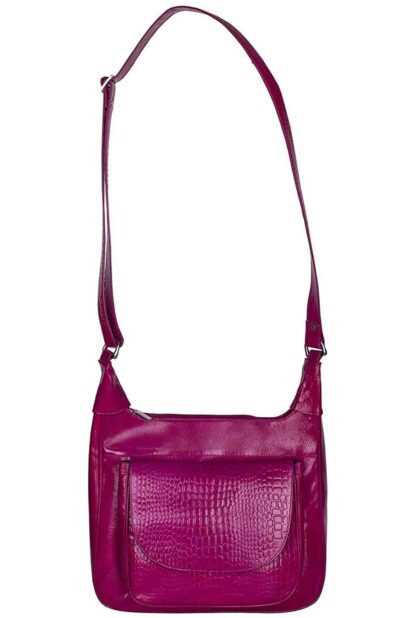 Leather Sling Bag with Flap (Pink)