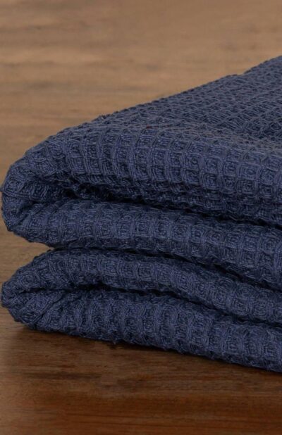 Handwoven grey honeycomb cotton bath towel