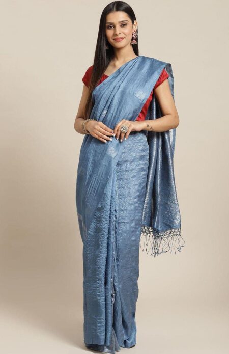Tangail Zari Silk Saree Indigo