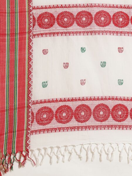 Dokhna Cotton Saree in White - Image 3