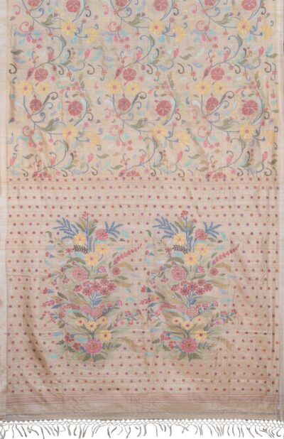 Tussar Silk Jamdani Saree Beige