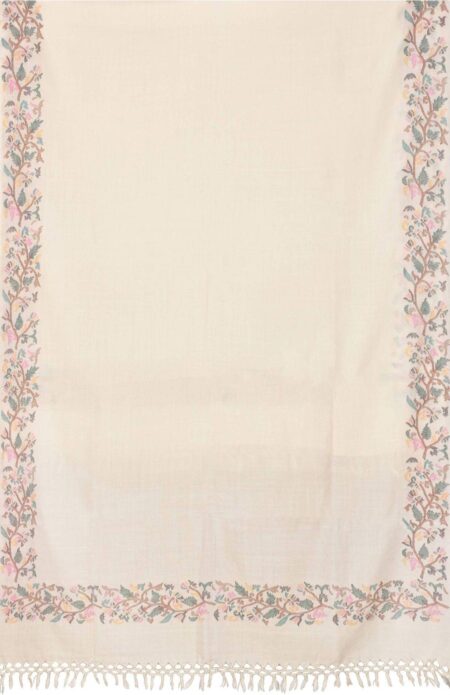 Handwoven Offwhite Meenakari Wool Shawl - Image 2