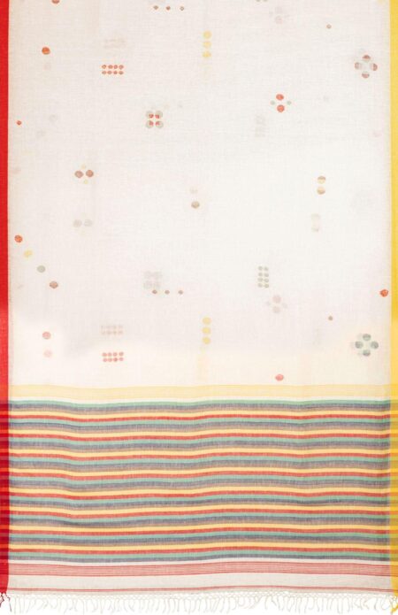 Linen Jamdani Saree White