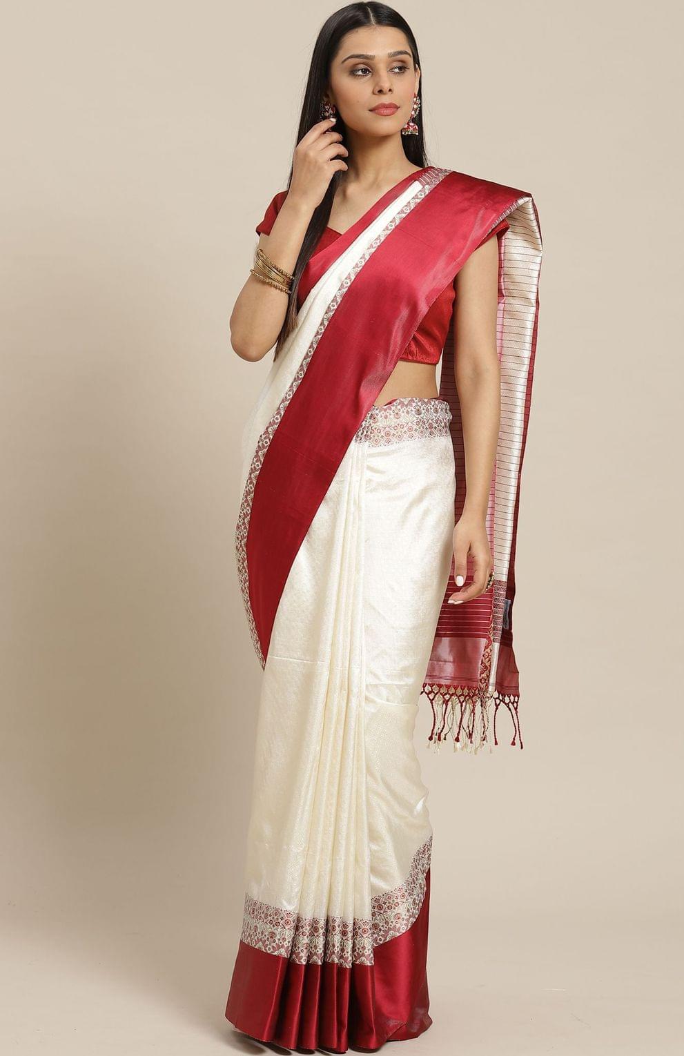 Tangail Silk Saree Off-white