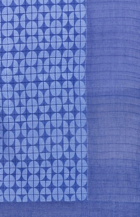 Handwoven Indigo Cotton Scarf with Jamdani buti work - Image 2