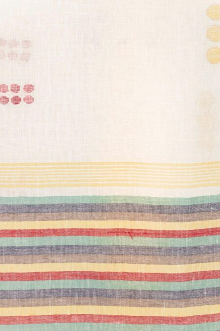 Linen Jamdani Saree White - Image 3