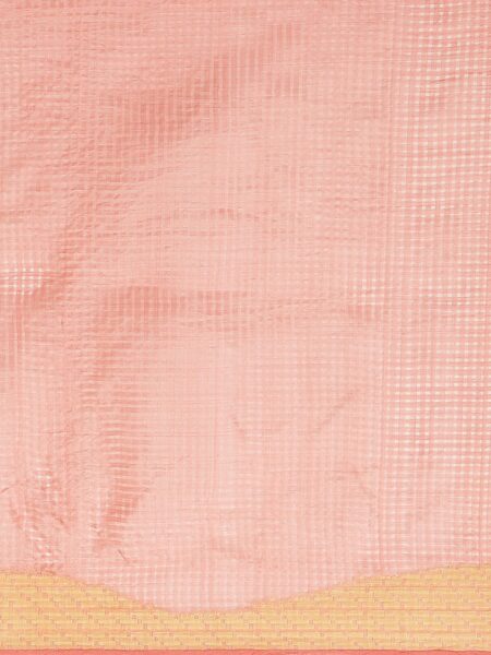Handwoven Peach Jamdani Silk Saree - Image 3