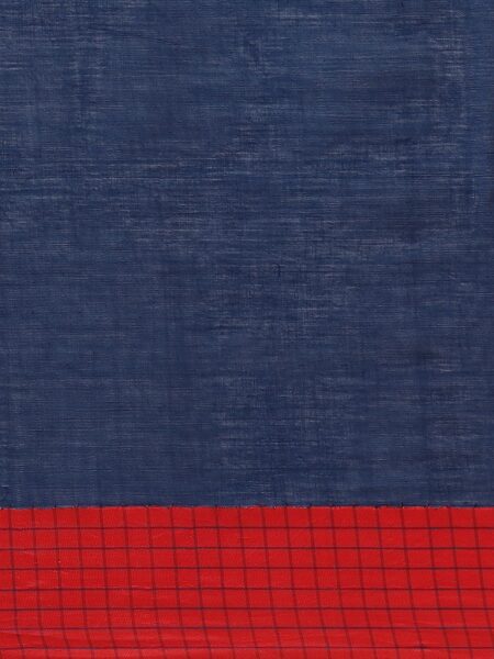 Cotton-Silk Cutshuttle Saree in Indigo and Red - Image 4