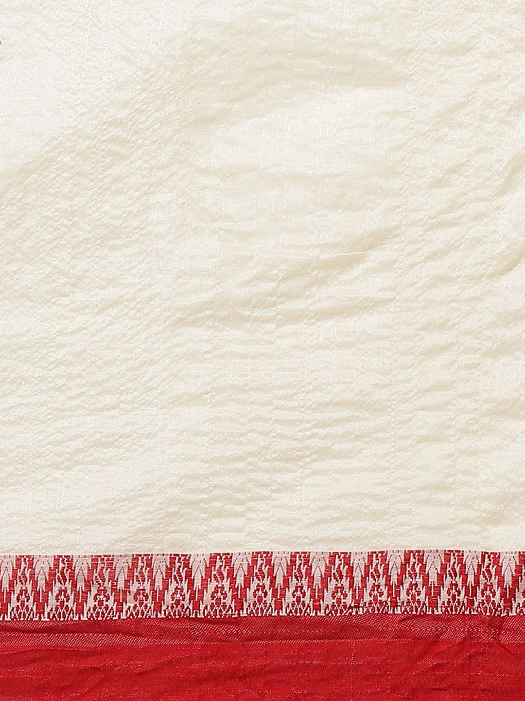 Dhaniakhali Tussar silk Saree in Off-white Red - Image 3