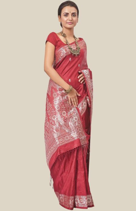 Tangail Silk Saree Maroon