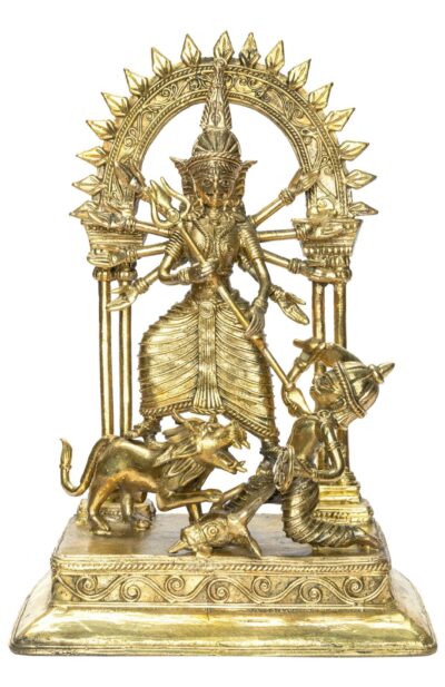 Dokra Table Top Mahisasur Mardini - 9inch x 5inch