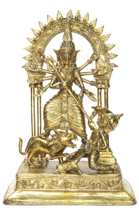 Dokra Table Top Mahisasur Mardini - 9inch x 5inch