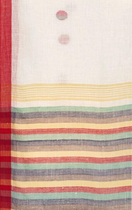 Linen Jamdani Saree White - Image 5