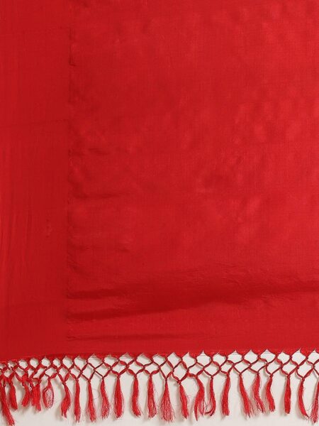 Cotton-Silk Cutshuttle Saree in Indigo and Red - Image 2