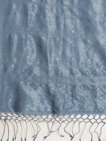 Tangail Zari Silk Saree Indigo - Image 3