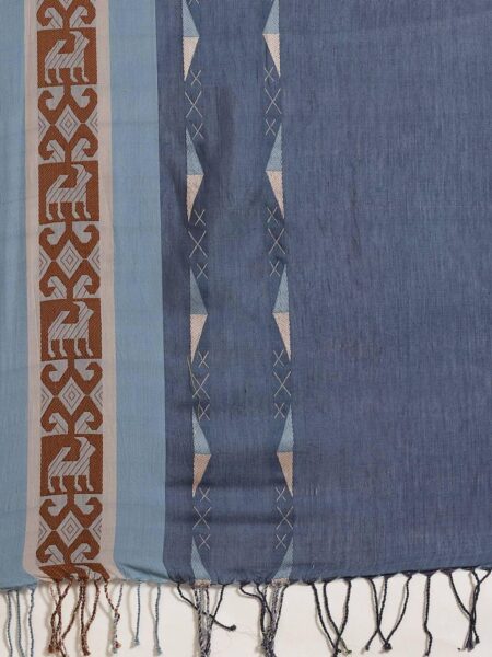 Santipuri Cotton Saree in Indigo - Image 4