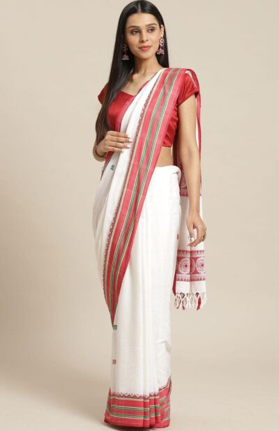 Dokhna Cotton Saree in White