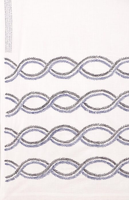 White Muslin Dupatta with Kantha work - Image 2
