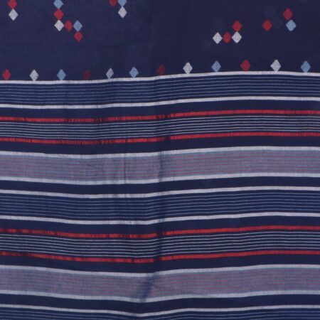 Handwoven Cotton Jamdani Saree Navy - Image 5