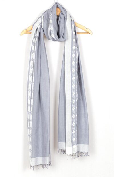 Handwoven Grey Cotton Scarf