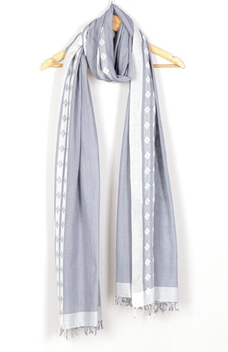 Handwoven Grey Cotton Scarf