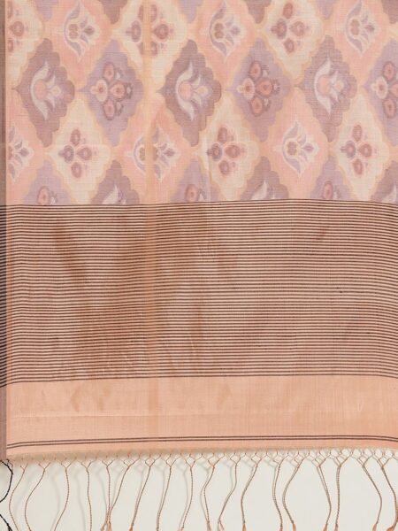 Handwoven Peach Tangail Silk Saree - Image 4