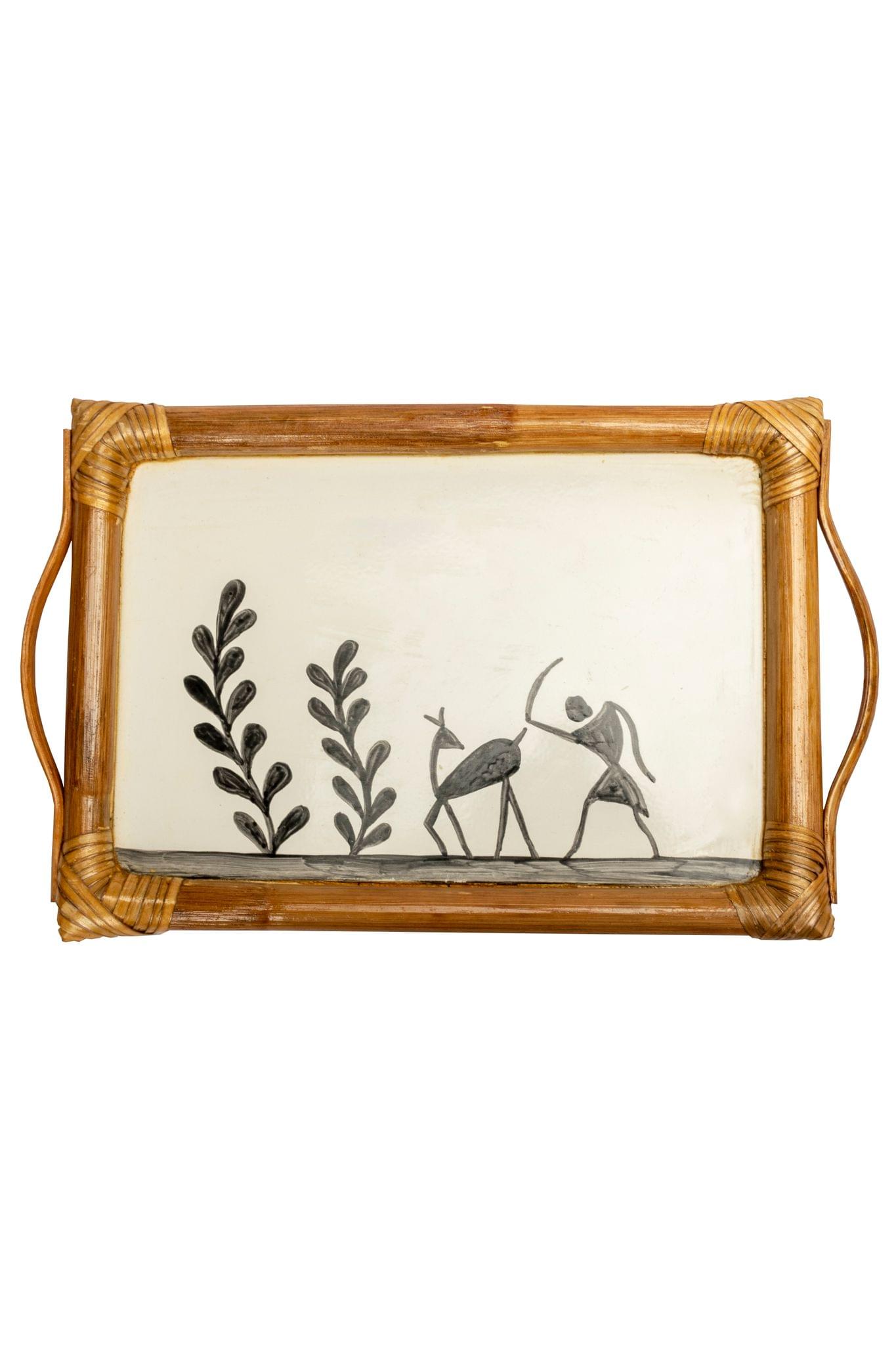 Ceramic Tray with Bamboo Handle - Image 2