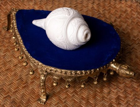 Conch Shell Engraved Mahadev With Dokra Stand - Image 2