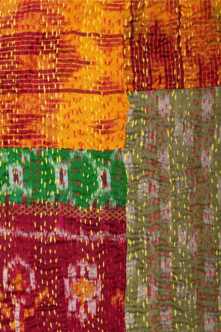 Handwoven Silk Multicolored Kantha Stitch Tappi Stole - Image 4