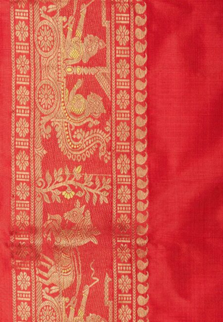 Biswa bangla handwoven red baluchari silk dupatta - Image 2
