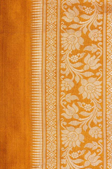 Handwoven mustard yellow baluchari silk dupatta - Image 2