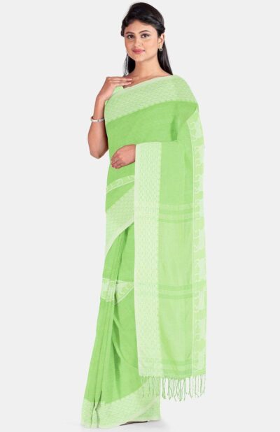 Santipuri Cotton Saree in Green