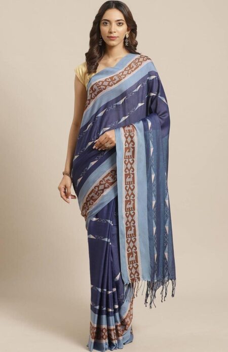 Santipuri Cotton Saree in Indigo