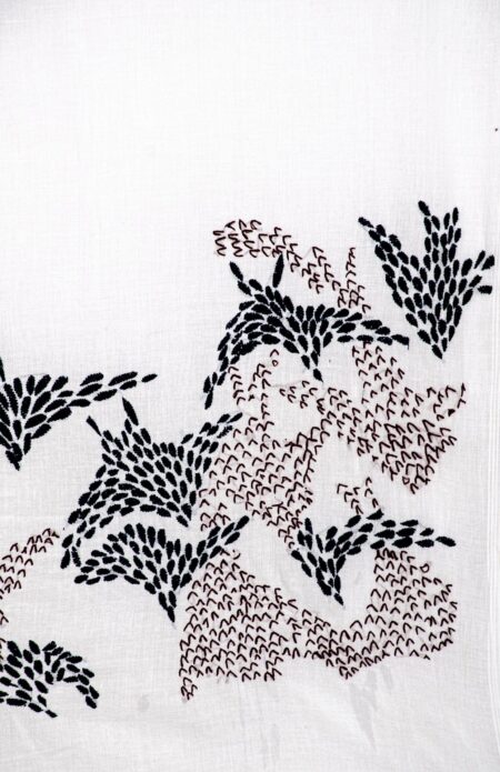 White Muslin with Kantha work Dupatta - Image 2