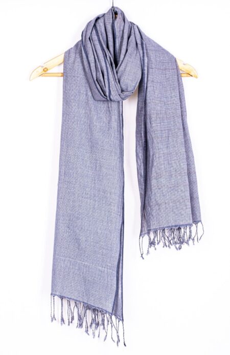 Handwoven Blue-White checks hounds-tooth cotton scarf