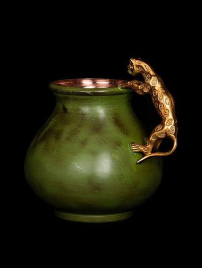 Green And Gold Copper Panther Vase