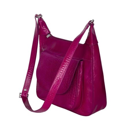 Shantiniketan Leather Sling Bag with Flap (Pink) - Image 2