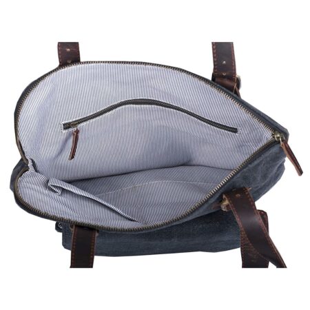 Jute Tote Bag With Flap Denim Blue - Image 3