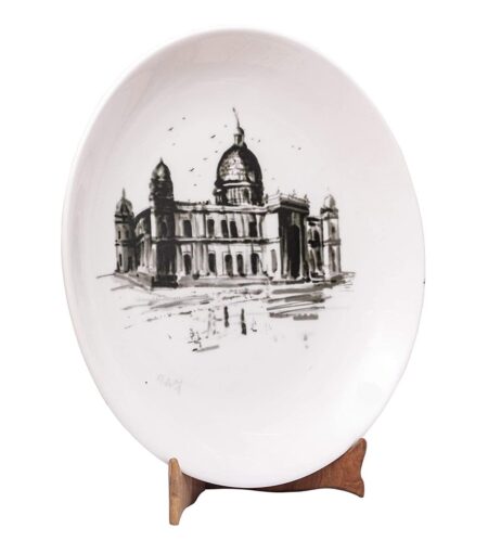 Ceramic Plate With Wooden Stand - Victoria - Image 2