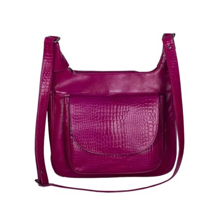 Shantiniketan Leather Sling Bag with Flap (Pink) - Image 3