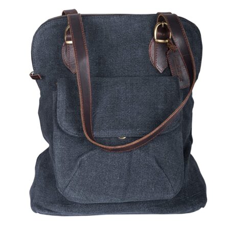 Jute Tote Bag With Flap Denim Blue - Image 4