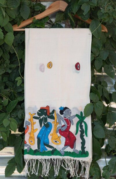 Handpainted Offwhite Patachitra Cotton Dupatta