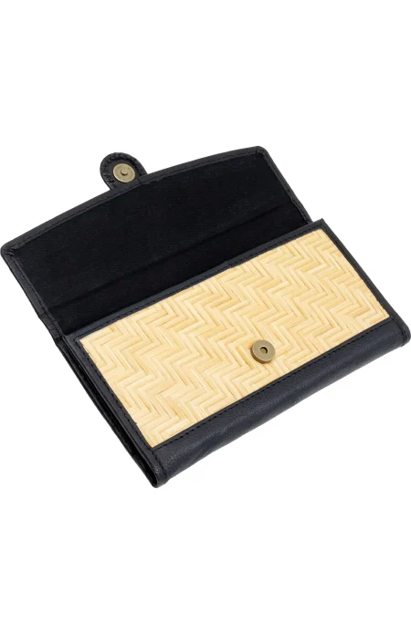 Leather Ladies Purse with Bamboo Work - Image 2
