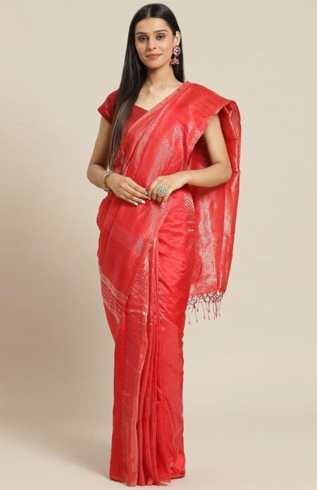 Handwoven Zari Silk Saree Red