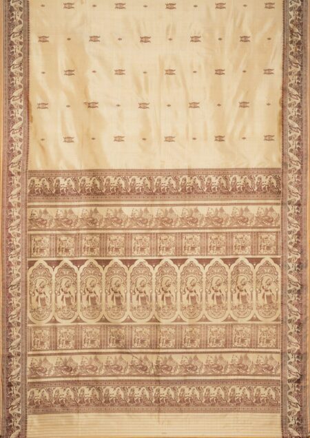 Baluchari Silk Saree Off-White - Image 5