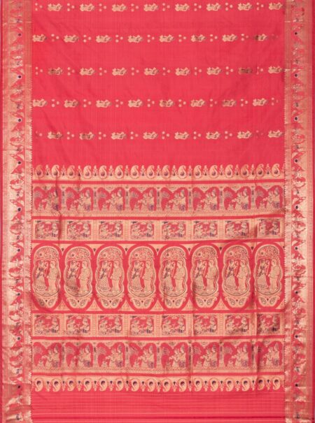 Swarnachari Silk Saree - Red - Image 5