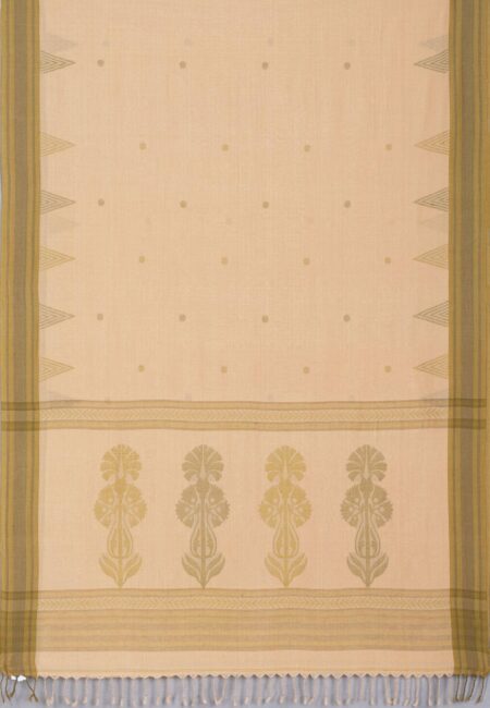 Handwoven Mercerised Cotton Saree With Tassel - Image 4