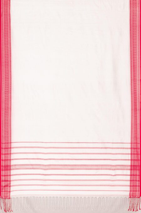 White Santipuri woven in Silk saree - Image 4